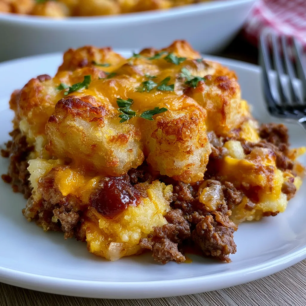hearty cheeseburger tater tot casserole