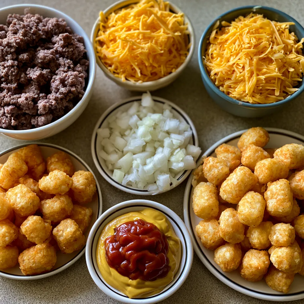 hearty cheeseburger tater tot casserole