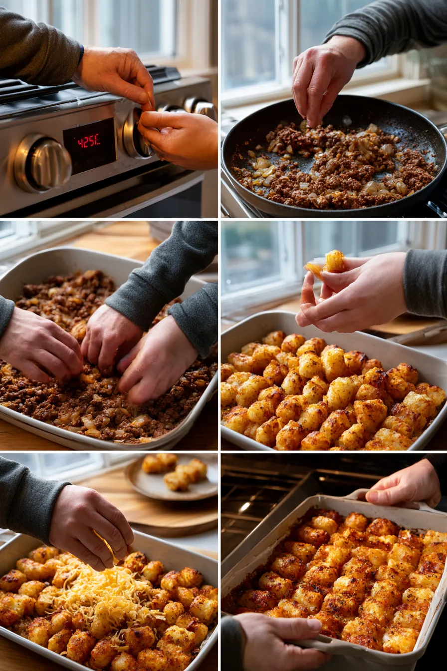 hearty cheeseburger tater tot casserole