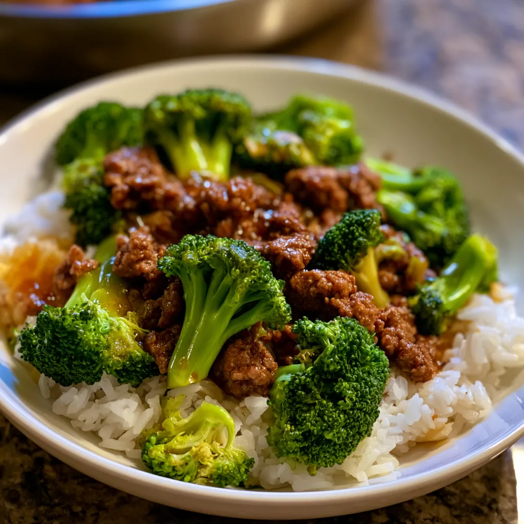 honey garlic ground beef and broccoli