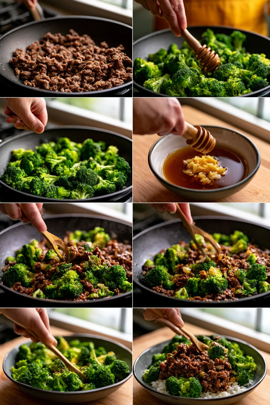 honey garlic ground beef and broccoli