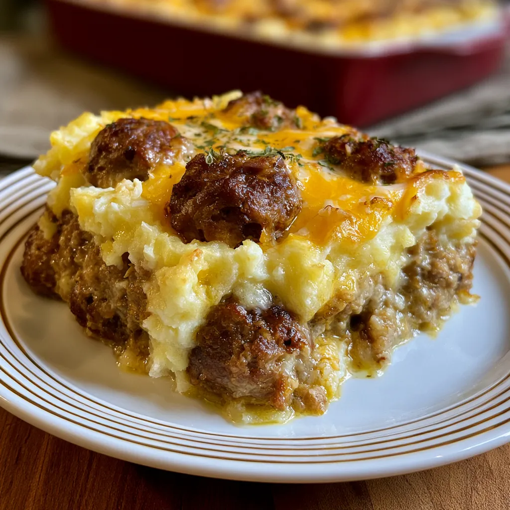 meatball and mashed potato bake