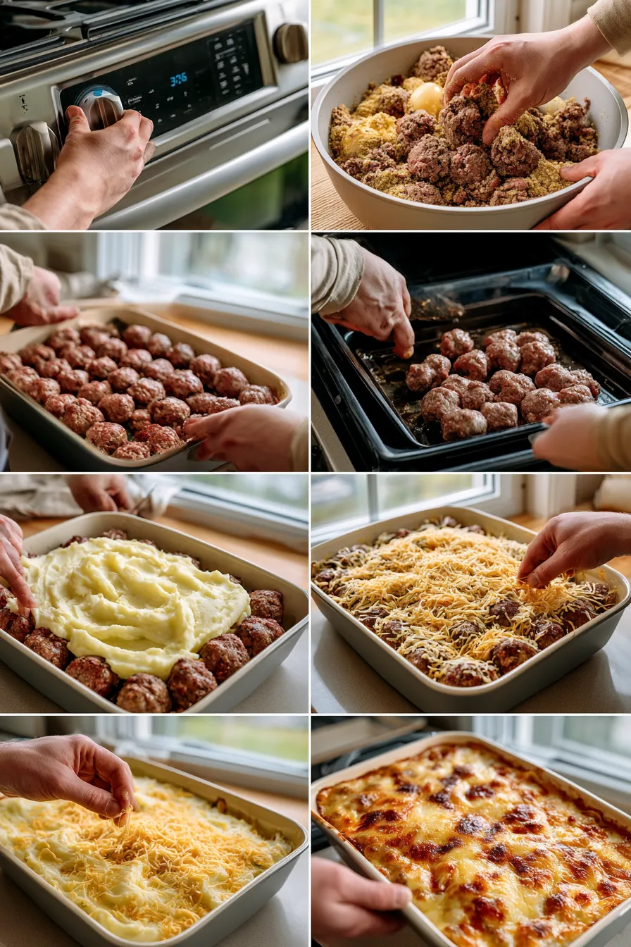 meatball and mashed potato bake