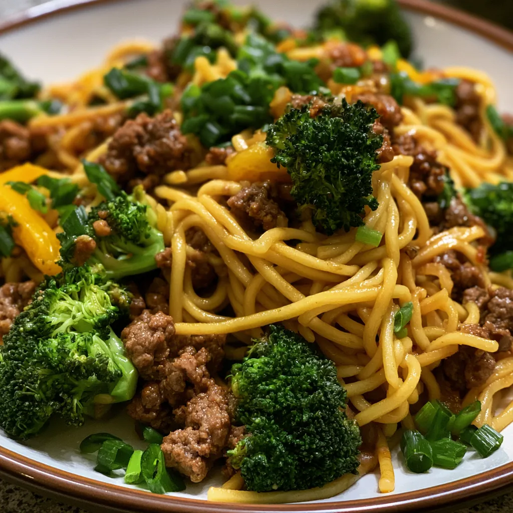 mongolian ground beef noodles