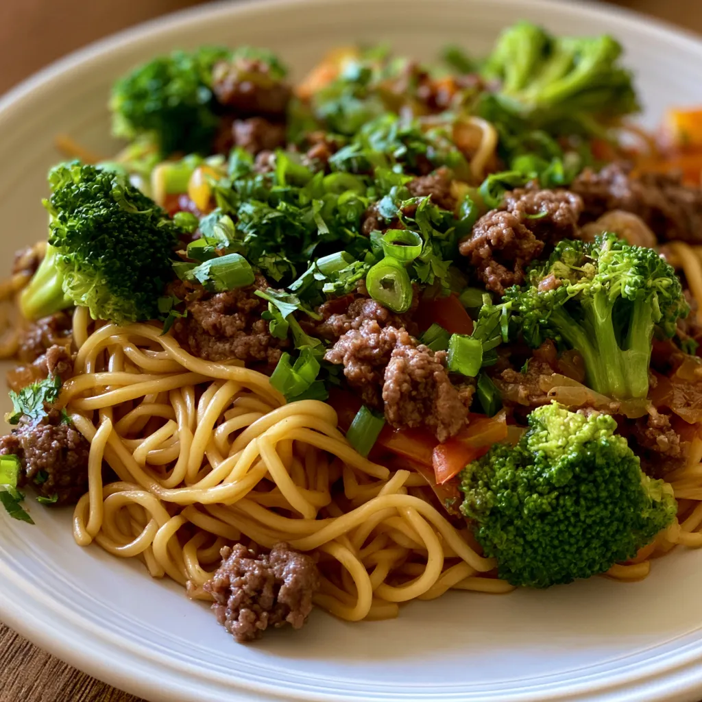 mongolian ground beef noodles