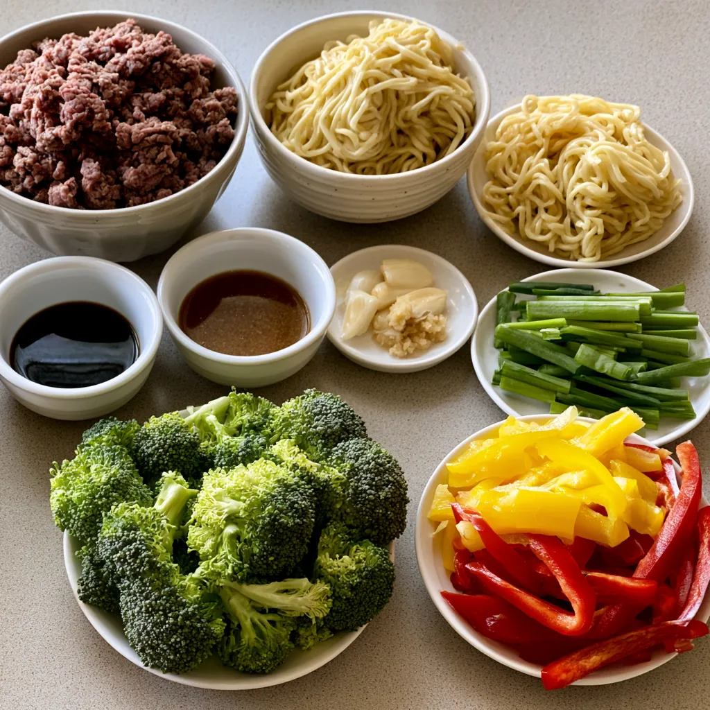 mongolian ground beef noodles