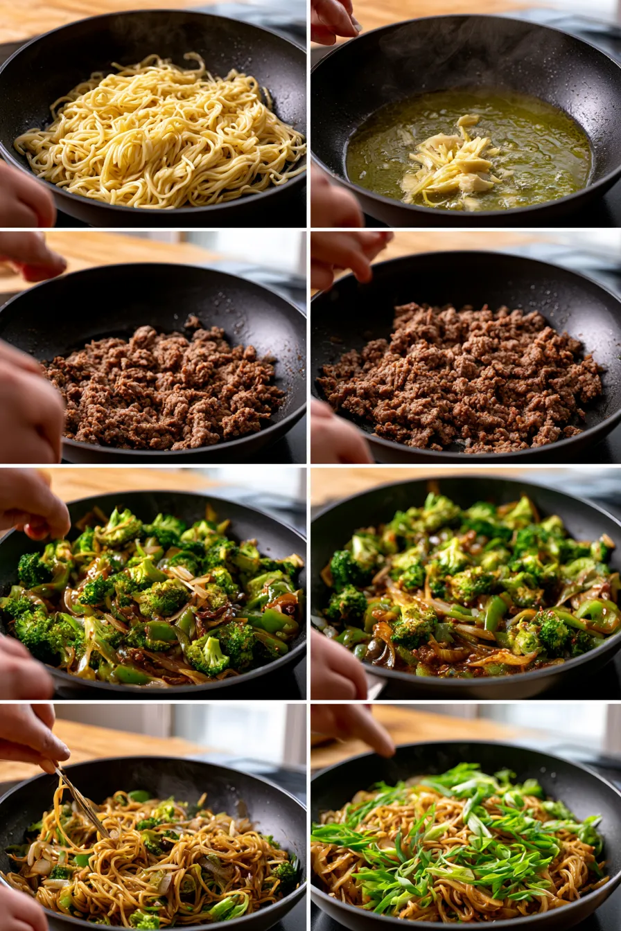mongolian ground beef noodles