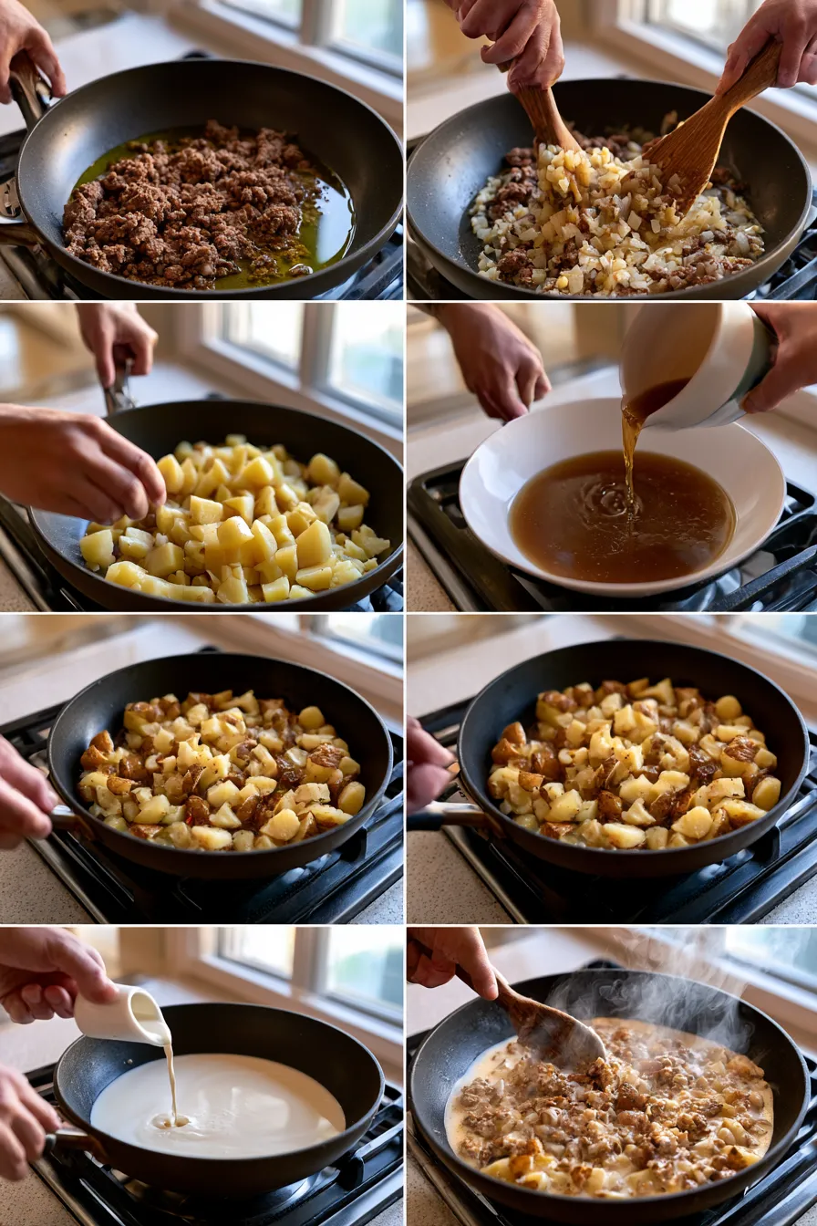 one-pan creamy meat & potato skillet