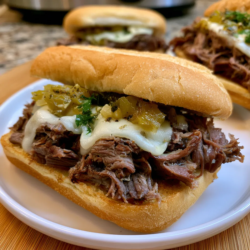 slow cooker italian beef sandwiches