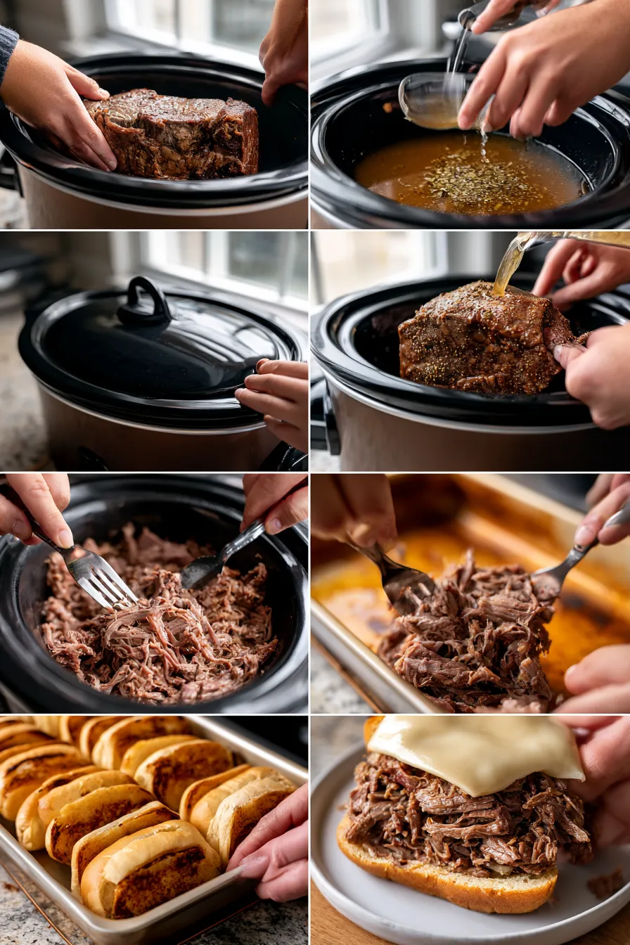 slow cooker italian beef sandwiches