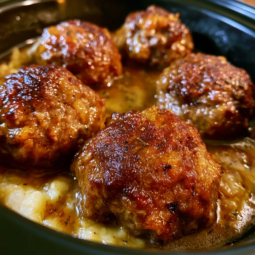 slow cooker salisbury steak meatballs