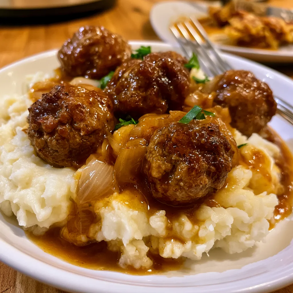 slow cooker salisbury steak meatballs