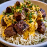 steak queso rice