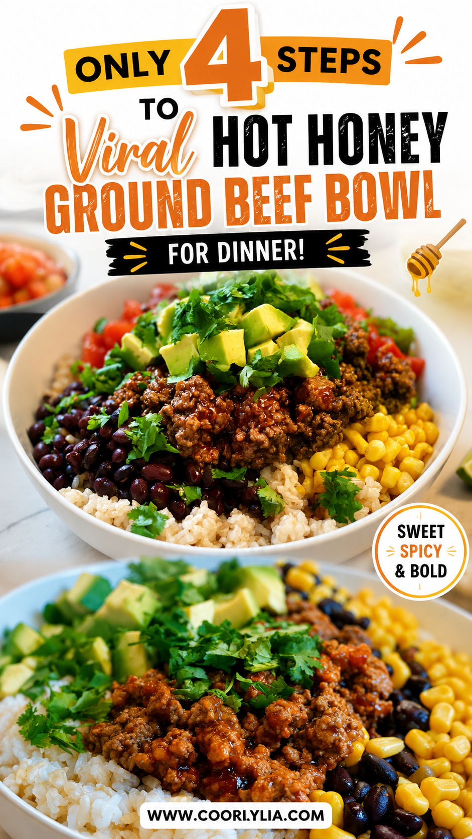 viral hot honey ground beef bowl