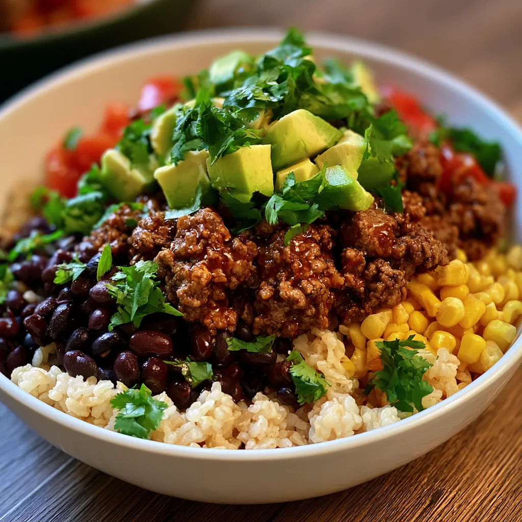 viral hot honey ground beef bowl
