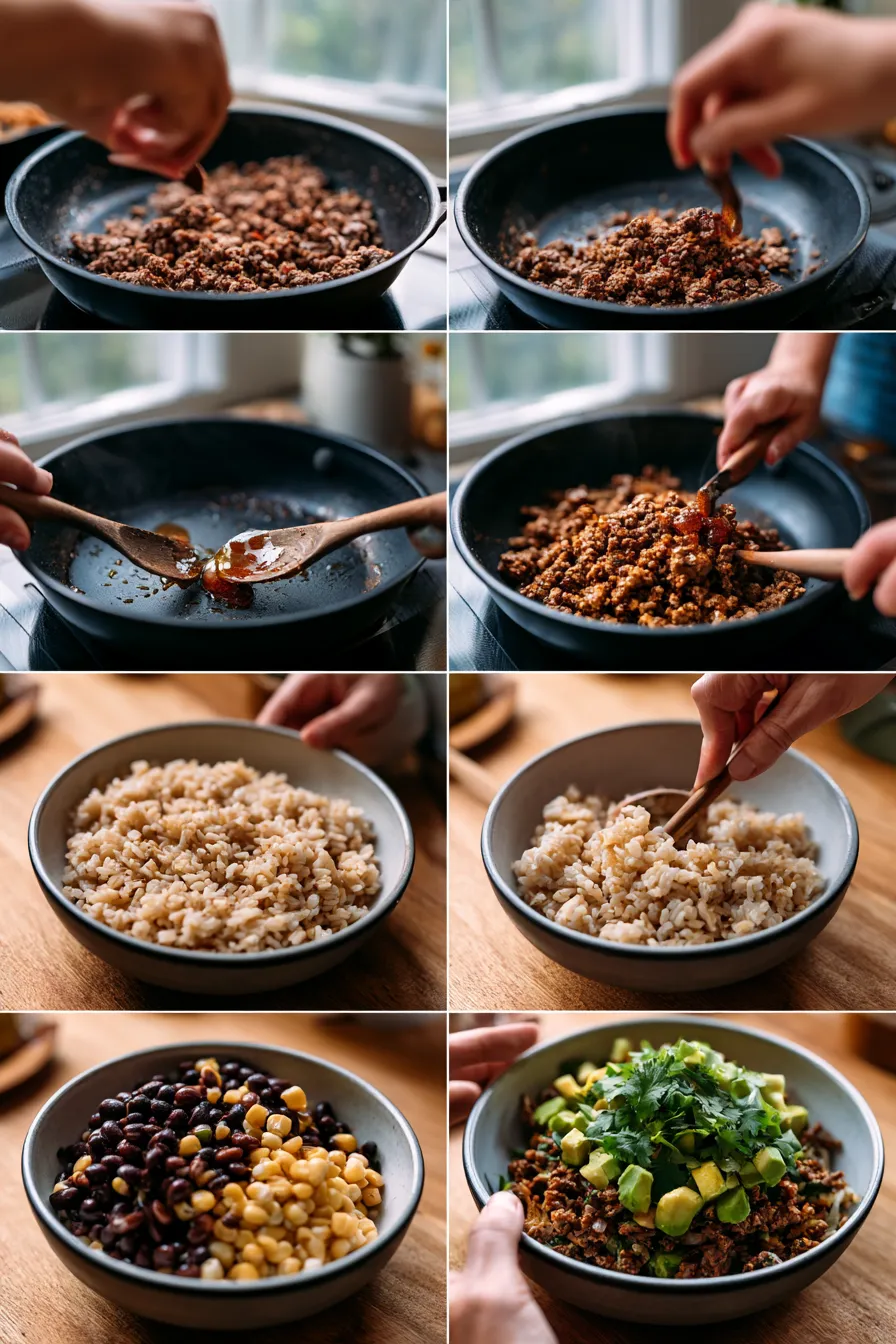 viral hot honey ground beef bowl
